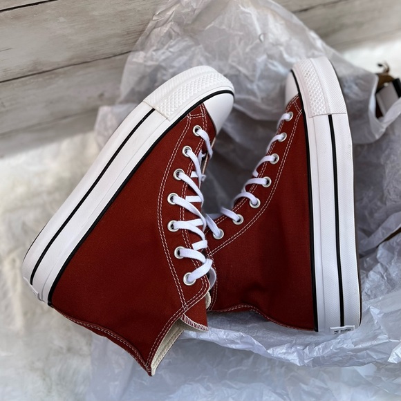 NEW Converse Womens Size 9 Chuck Taylor All Star Platform High Brick Red Shoe - Picture 5 of 9